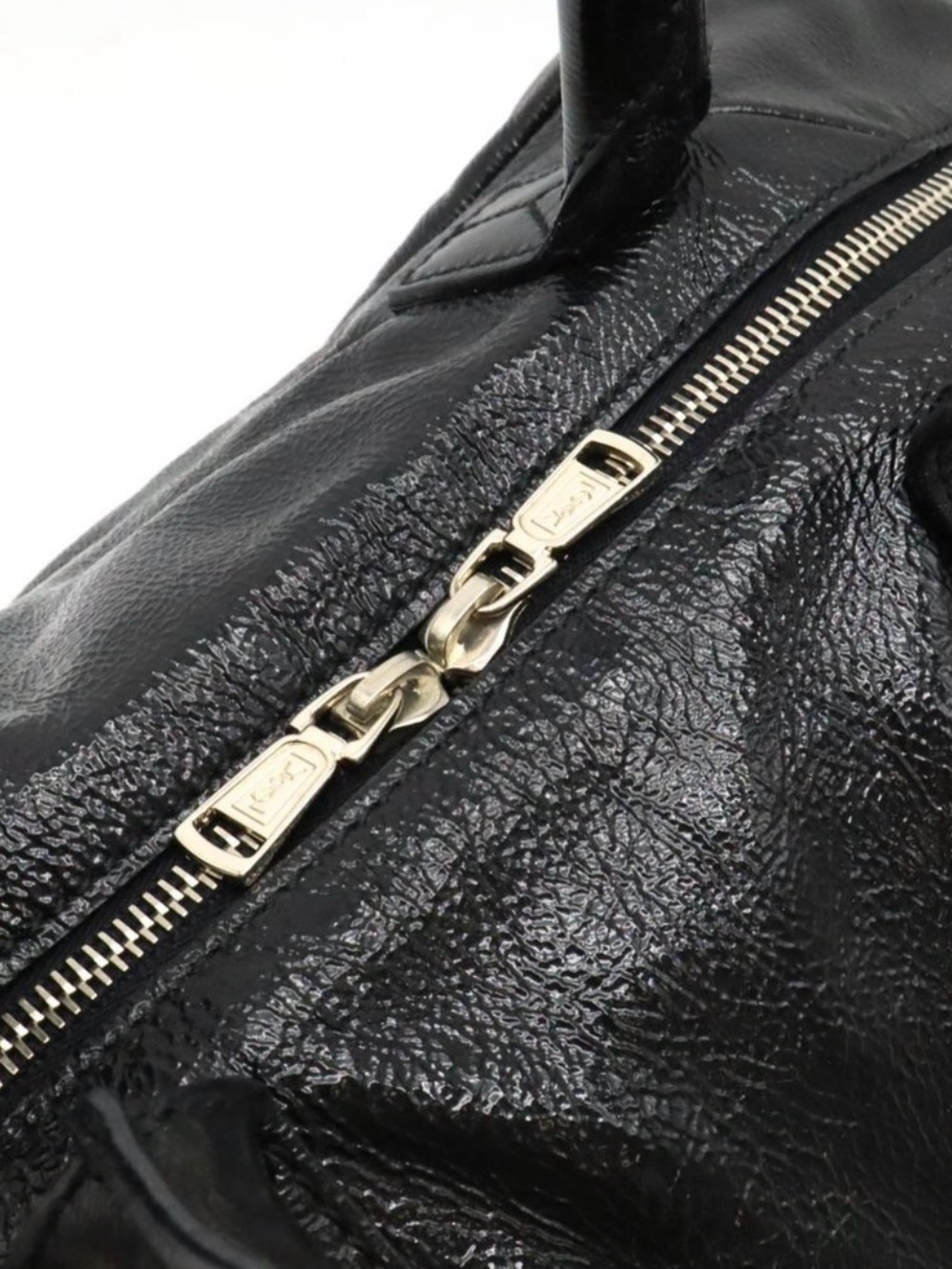 YSL Easy Boston Patent Leather Enamel Black Bag - Picture 12 of 14